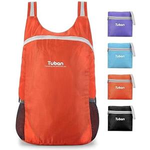 tuban Ultra Lightweight Packable Water Resistant Backpack for Travel Camping Outdoor Hiking Daypack, Orange