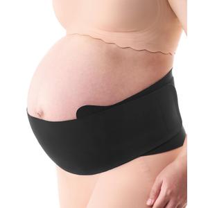 Momcozy Belly Bands for Pregnant Women, One-Piece & Portable Pregnancy Belly Band with Ergonest Back Support & Breathable Fabric  Adjustable Maternity Belt for Small/Round/High-Carrying Belly (Medium, Black)