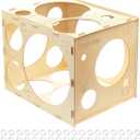 Worown 18 Holes Collapsible Wood Balloon Measurement Box, 1-12 Inch Sizer Cube, Measurement Tool for Decorations (Natural)