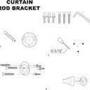 2 Pack Diameter 0.75 in/1 in (19mm/25mm) Double Curtain Rod Bracket - Modern Ceiling Mount Double
