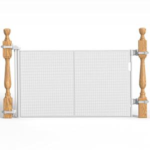 Upgraded Retractable Baby Gates for Stairs & Banister, Mesh Dog Gate Indoor, Extends to 55" Wide 33" Tall, Child Safety Gate for Stairway, Banister & Wall Mount (White)