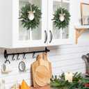 4 Pcs Artificial Green Olive Wreaths Greenery Wreath with Olive Leaves Mini Green Kitchen Cabinet Wreaths Swag Spring Summer Wreath for Front Door Porch Wall Window Farmhouse Wedding Decoration