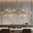 Gold Mid Century Modern Chandelier for Dining Room Light Fixture, 16-Light Glass Globe Bubble Linear Sputnik Light Fixture Chandelier for Kitchen Island Living Room, L39.4''