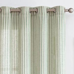 COLLACT Green Striped Linen Curtains 84 Inch Length for Living Room Farmhouse Pinstripe Pattern Curtains Light Filtering Drapes Grommet Top Window Treatments, W50 x L84, 2 Panels Sage Green on Beige