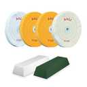 SALI 4 Pack Polishing Wheel for Bench Grinder - 6 Inch Buffing Wheel Set (2 Yellow Cotton, 2 White Cotton) - Buffer Polisher Pad With 1/2'' Arbor Hole and Polishing Compound Kit