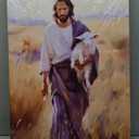 Yaneiro Christian Canvas Wall Art Jesus and Lamb Print Posters Painting Wall Decor Jesus Wall Art for Living Room, Bedroom, Prayer Room or Office, Framed 12x16 inch Set of 2 (12x16in, Jesus Canvas)
