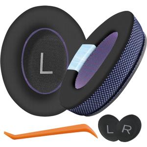 Cooling Gel Ear Pads Cushions Replacement, Replacement Earpads Cushions for Bose QC25/QC35/QC45/AE2/ AE2i/AE2w/Headphones, Earpads Cushions with Ice Silk Fabric - Black/Purple