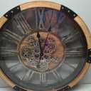 24" Large Wall Clock with Moving Gears,Oversize Vintage Industrial Rustic Farmhouse Clocks for Living Room Decor Office Home,Solid Wood HD Tempered Glass Cover,Brown, 60cm / 24 inch