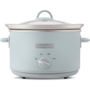 Crock-Pot Design Series 4.5-Quart Manual Slow Cooker, Serves 5+ People, Great for Chili, Soup, Stews, & More, Removable Stoneware is Oven & Dishwasher-Safe, Macaroon Blue