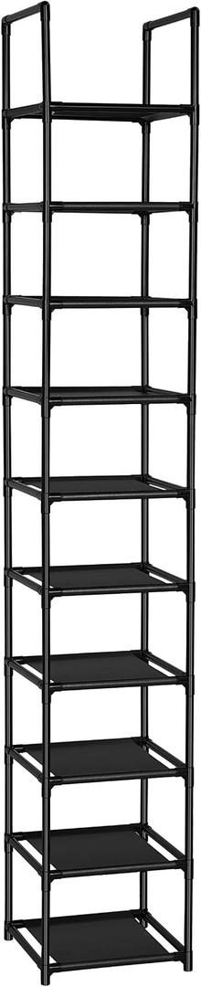 FIDUCIAL HOME 10 Tiers Shoe Rack Space Saving Vertical Single Pairs Sturdy Shoe Shelf Storage Organizer, 10 Tiers Skinny