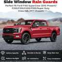 Canvcle Window Visors Rain Guards for 2015-2025 2026 Ford F150 SuperCrew/2017-2026 F250/F350/F450/F550/Super Duty Crew Cab, Tape-On Side Window Wind Deflectors Vent Visors Rainproof Accessories