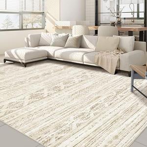 Nakagishi 5x7 Area Rugs Living Room: Washable Boho Large Neutral Modern Soft Farmhouse Beige Rug Stain Resistant Indoor Floor Non-Slip Carpet for Women Home Enthusiasts Aged 25-45 - Bedroom Room Decor