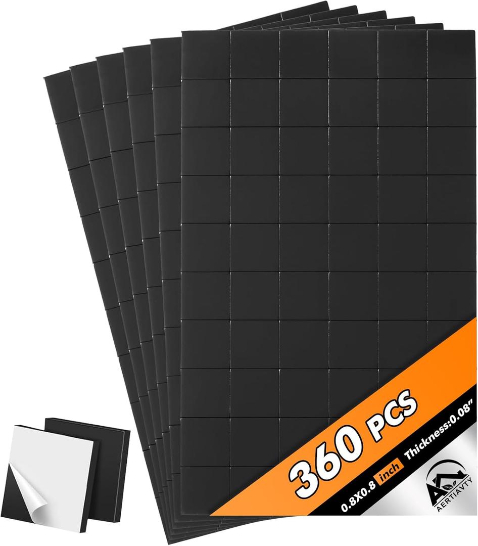 2 x Aertiavty Magnetic Squares with Adhesive Backing, 360 Pcs 0.8" Fridge Magnets, Magnetic Strips with Adhesive Backing, 80 Mil Magnet Sheets for Whiteboard, Refrigerator, Crafts, Easy Peel and Stick