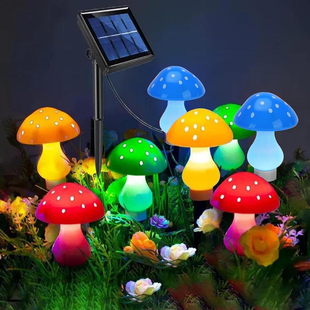 RCFINE Solar Outdoor Lights Set of 8 Solar Mushroom Lights with 8 Modes Waterproof Garden Mushroom Lamp Outside Decoration for Pathway Landscape Yard Easter Pathway (Multicolor)