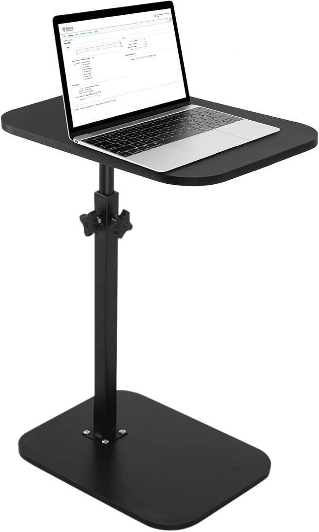 Sofa Tray Table TV Tray Table Adjustable Height 360 Rotating Desktop Modern Simple C-Shaped Small Side Table Suitable for Bedroom Living Room Bathroom Small Space (Black)