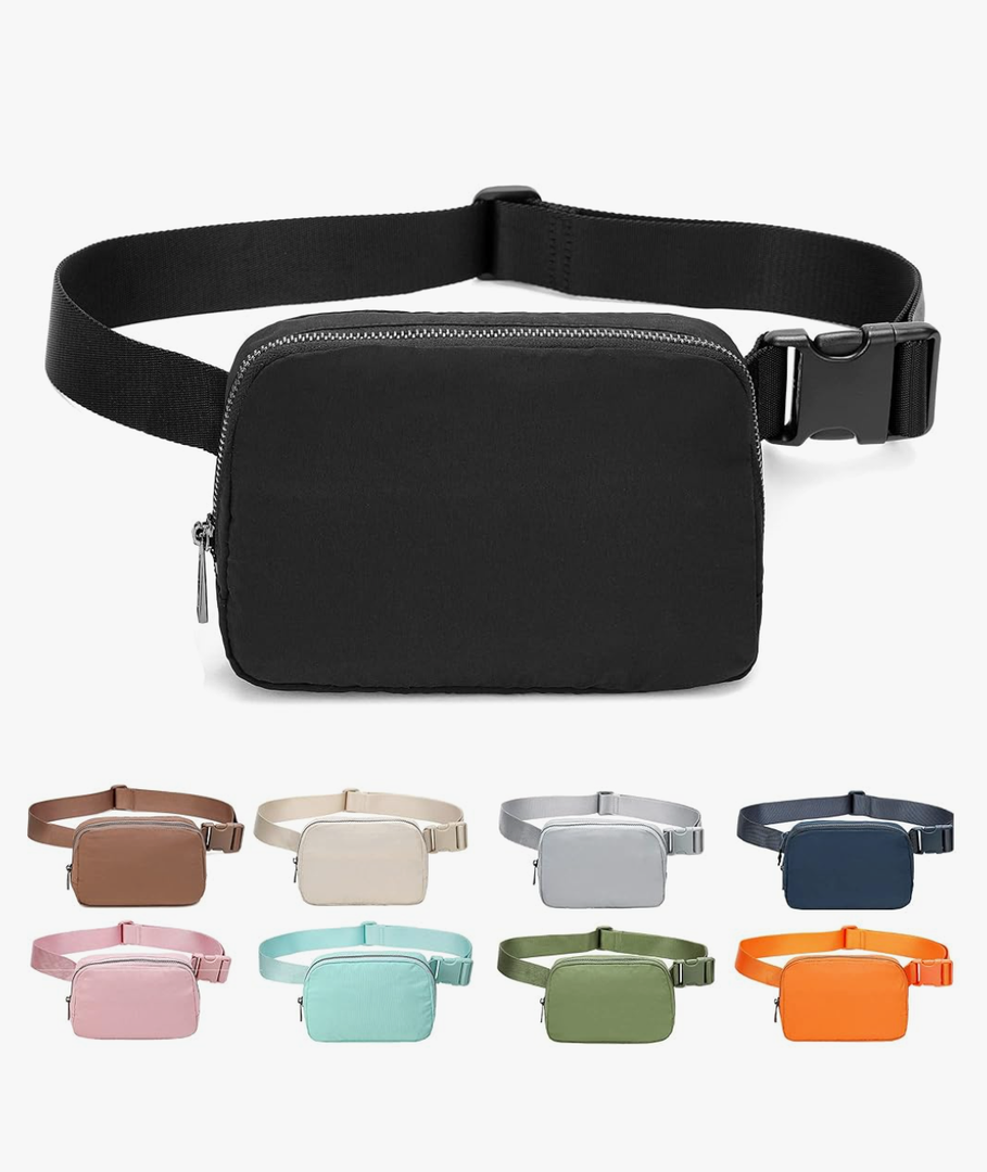 Fanny Belt Bag Waist Pack Crossbody Bags Bum Bag for Running Hiking Travel Workout Adjustable Strap for Women -black