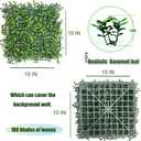 Artificial Grass Wall Panels: 10"x 10"(12P) UV-Anti Boxwood Faux Green Leaf Backdrop Panels for Interior Wall, Greenery Wall,Garden and Indoor Outdoor Plant Decor