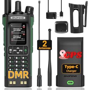Ham Radio BAOFENG DM32 DMR Radio Handheld Rechargeable Walkie Talkies Long Range DM32UV 5RM Two Way Radio NOAA Weather Radio with GPS, Copy Frequency 2500mAh Battery USB-C Charging with Radio Holster