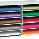 Classroom Keepers 12" x 18" Construction Paper Storage, 10-Slot, White, 17" H x 27" W x 19" D, 1 Unit