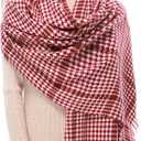 RIIQIICHY Plaid Scarf for Women Fall Winter Pashmina Scarves Wraps for Cold Weather Warm Large (Red)