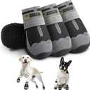 Hcpet Dog Shoes for Large Dogs, Waterproof Dog Booties for Small Medium Dogs, Anti-Slip Dog Boots & Paw Protectors for Hot Pavement Winter Snow Hiking with Reflective Straps Black Size 1 (#1 (Width 1.37 inch) for 10-23 lbs)