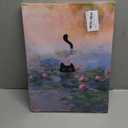 Framed Funny Black Cat Canvas Wall Art Picture Black Cat in the Pink Water Lily Evening Painting Vintage Preppy Aesthetic Animal Posters Prints for Living Room Bedroom Bathroom Decor 12x16-Inch