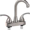 RV Bathroom Faucet, 4 inch RV Bathroom Sink Faucet Replacement for Campers, Motorhome, Travel Trailer, Boat with Classical Lever Handles and 6-inch High Spout (Brushed Satin Nickel)