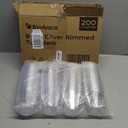 [200 Pack] 9oz Clear Plastic Cups with Silver Rimmed Sturdy & Food Safe Disposable Glasses Party Wedding Disposable Drinking Cups Plastic Cocktail Glasses for Juice & Cold Beverages