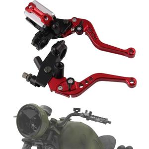 Sporacingrts 1 Pair 7/8" Handlebar Motorcycle Brake Clutch Lever with Master Cylinder Reservoir Compatible with Yamaha Kawasaki Suzuki(Universal) (Red)