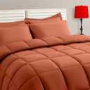 TAIMIT Burnt Orange King Comforter Set - 7 Pieces, Bed in a Bag Bedding Sets with All Season Soft Quilted Warm Fluffy Comforter,Flat Sheet,Fitted Sheet,2 Pillow Shams,2 Pillowcases