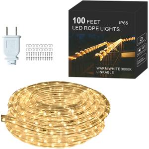 FORT LED Rope Lights Outdoor Waterproof Warm White led Strip Lights, 100 ft led Lights 720 Led Connectable and Flexible Tube Lights UL Plug -Idear for Trees,Pool,Wedding Deck Landscape, Gerden Decor