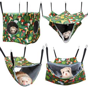 Ferret Hammock 4 Pack, Guinea Pig Hideout Washable Rat Hammock on Ferrets Cage Soft Guinea Pig hammocks for Rat, Sugar Glider, Squirre