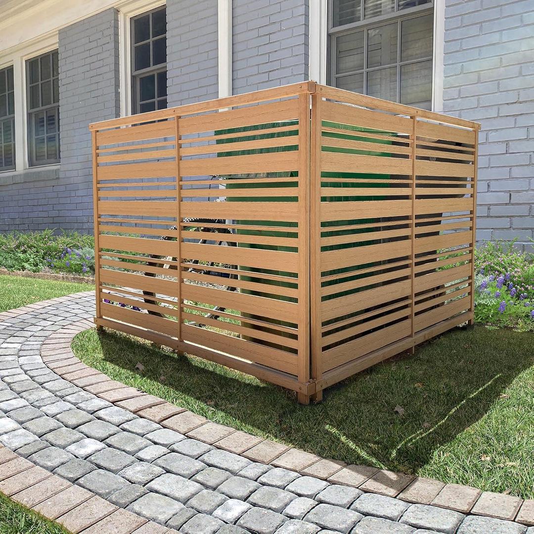Enclo Privacy Screens EC18014 4 ft H x 5.3 ft W Fresno Outdoor Privacy Fence Screen WoodTek Vinyl No-Dig Kit 2 Panels, Cedar Color