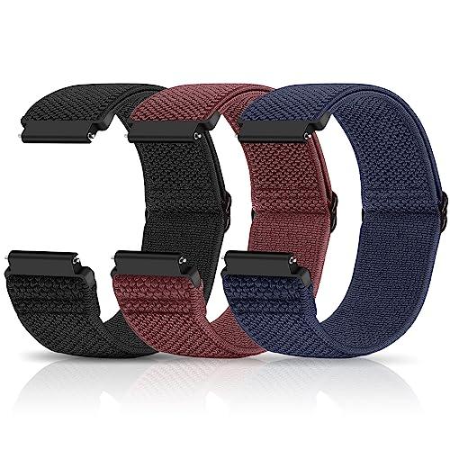 Relting Compatible with 22mm Watch Bands Quick Release Replacement Wristband, Adjustable Stretchy Nylon Solo Loop Straps Fabric Braided Sport Elastic Bands for Men Women