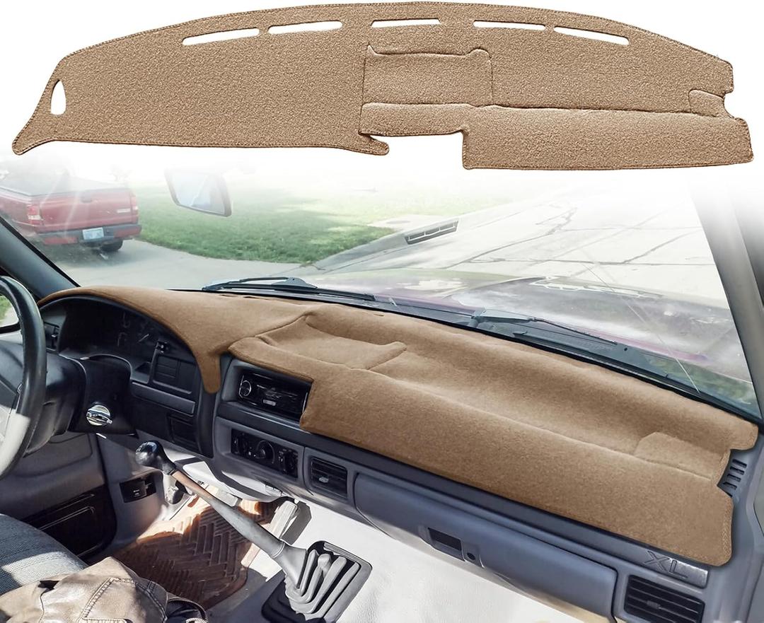 Yiz Dash Cover Mat Fit for Ford F150 F250 F350 Bronco 1992 1993 1994 1995 1996 1997 Dashboard Cover Carpet Pad Cap Protector (92-97 Beige) J20