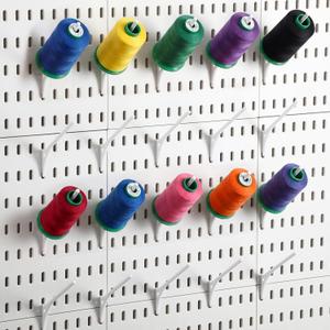 Geelin 20 Pcs White Pegboard 45° Spool Hooks Compatible with IKEA Skadis Pegboard Accessories Display Hook Organizer for Craft Embroidery Sewing Thread Tape Paper Rolls