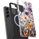 DEENAKIN for Samsung Galaxy S26 Plus Case Cute,Aesthetic Vintage Stained Glass Wildflowers Girly Shell,Compatible with Magsafe,Unique Western Protective Slim Silicone Phone Cover for Women Girls