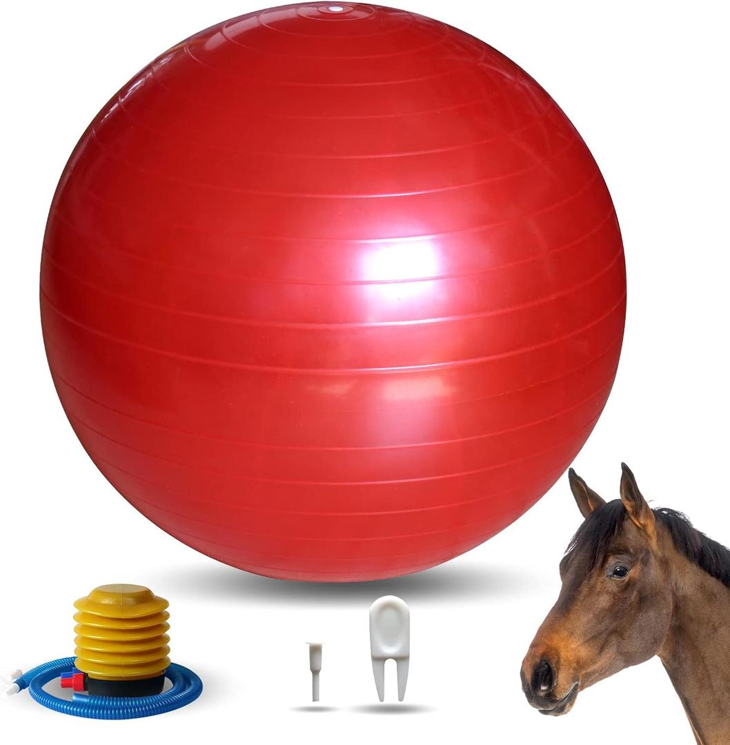 Horse Play Balls 30 Inch Mega Equine Ball for Play Training Horse Soccer Ball Anti-Burst Herding Balls for Horses Goat Donkey Red
