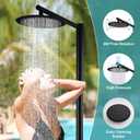 Freestanding Outdoor Shower, Outdoor Shower Kit for Pool Garden/Backyard/Beach Courtyard, Outside Shower Column with 10” Rain Shower Head and Handheld, Matte Black