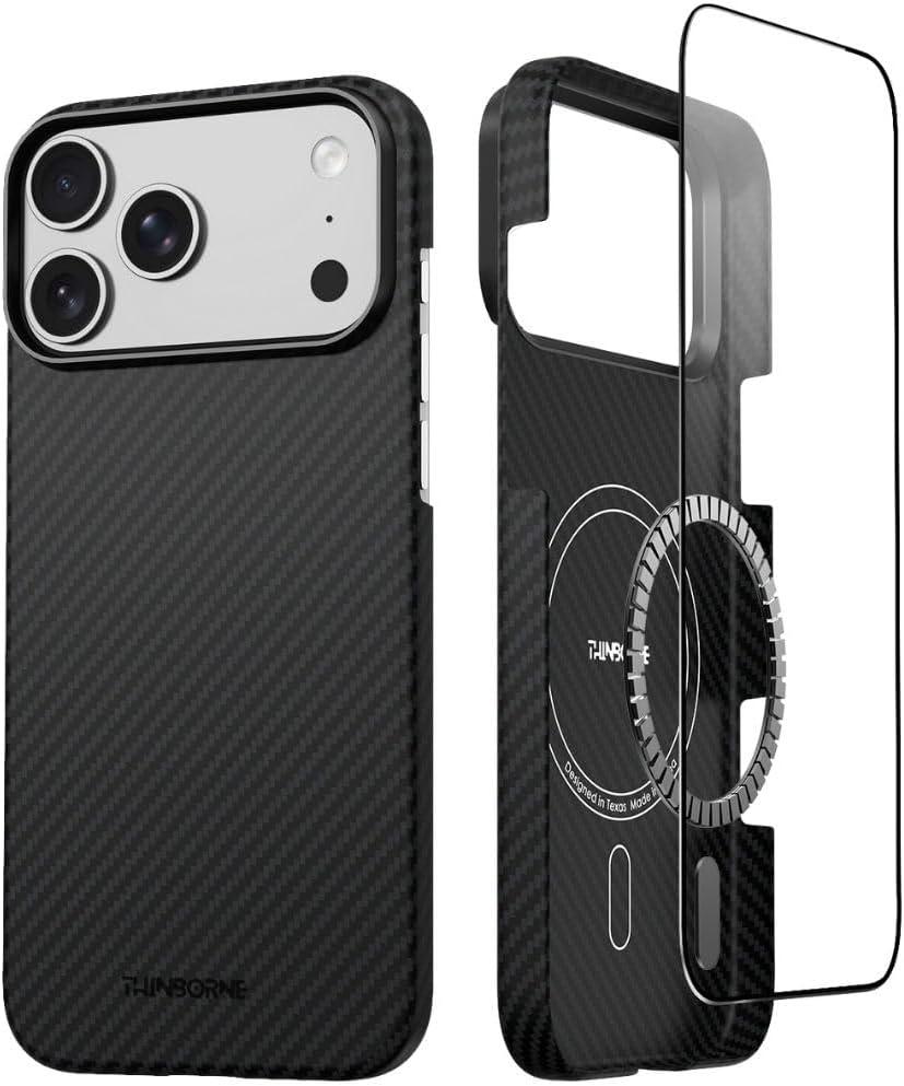 Thinborne Compatible with iPhone 17 Pro Case, [600D Aramid Fiber] [Mag Magnetic] [Extremely Thin] [Minimalist Style] [Carbon Fiber Textures]