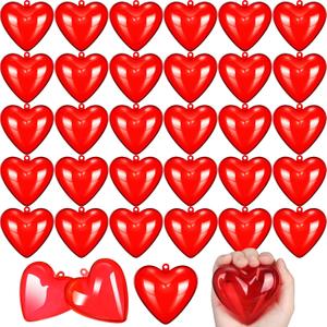 Blulu 30 Pieces Valentine Hearts Filled Candy Box Case Plastic Container Holder 2.56" x 2.48" Birthday Favor for Valentine Exchange Presents Valentines Party Supplies Game Prize Carnival Jewelry Box