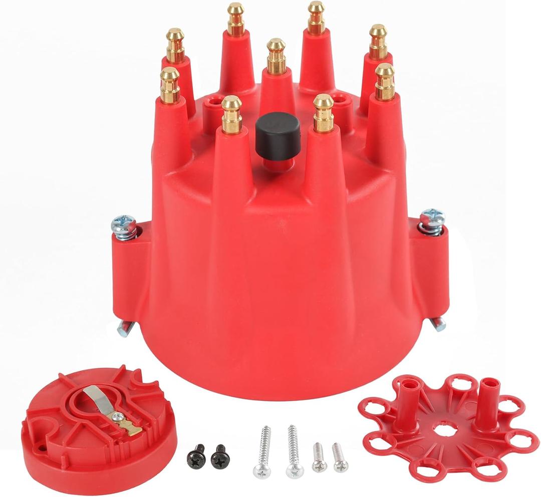 HEI Distributor Cap and Rotor Kit 84335 Replacement For Pro Billet Distributor Universal 8-Cylinder Male Pro Series Red