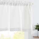 jinchan Linen Valance with Lace Trim Farmhouse Rustic Valance Curtain for Window 18 Inch Small Window Treatment for Living Room Dining Room Semi Sheer Light Filtering Rod Pocket 1 Panel Off White