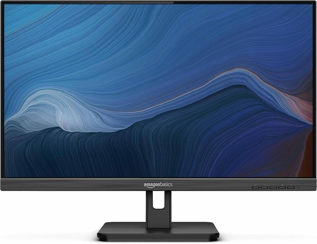 Amazon Basics 24-inch Full HD IPS Monitor, 75 Hz, 1080P, HDMI, Display Port and VGA Input, Adjustable Stand, VESA Compatible, Built-in Speakers for Office and Home, Black