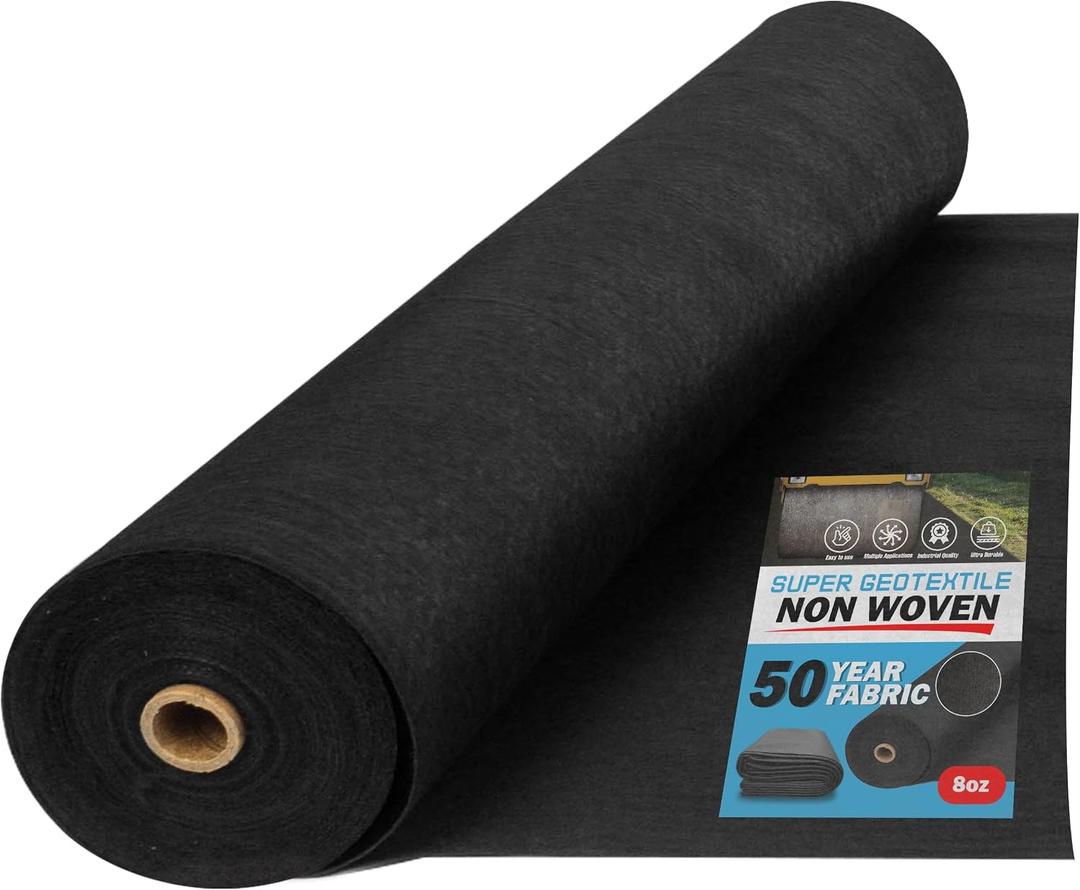 Super Geotextile 8 oz Non Woven Fabric for Landscaping, French Drains, Underlayment, Erosion Control, Construction Projects - 8 oz (3x100)