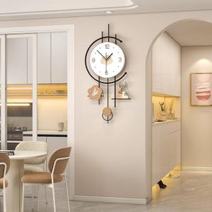 FLEBLE Large Modern Wall Clock Silent Non Ticking Battery Operated Clock for Living Room Bedroom Kitchen Office Deer Elegant Decorative Gift for Home Decor, 12.5x26.7inch