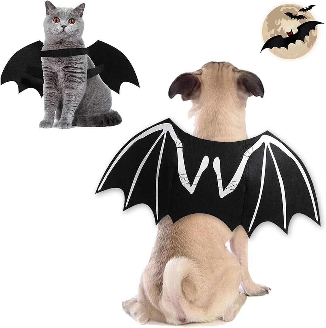 Halloween Dog Costume, Pet Costume Luminous Bat Wings Cosplay Dog Cat Costume for Party, Adjustable Halloween Cosplay Apparel for Small Medium Large Dogs (M)