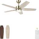 42" Ceiling Fan for Living Room - 5 Blades Modern Ceiling Fan with Light for Bedroom - Quiet DC Motor - 3CCT - 6 Speeds - Dimmable - Reversible Function - Light Wood Tone/Dark Brown