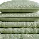 WDCOZY Boho Sage Green Oversized California Cal King Size Quilt Bedding Sets with 2 Pillow Shams, Farmhouse Lightweight Soft Bedspread Coverlet for All Season, 116x106 inches