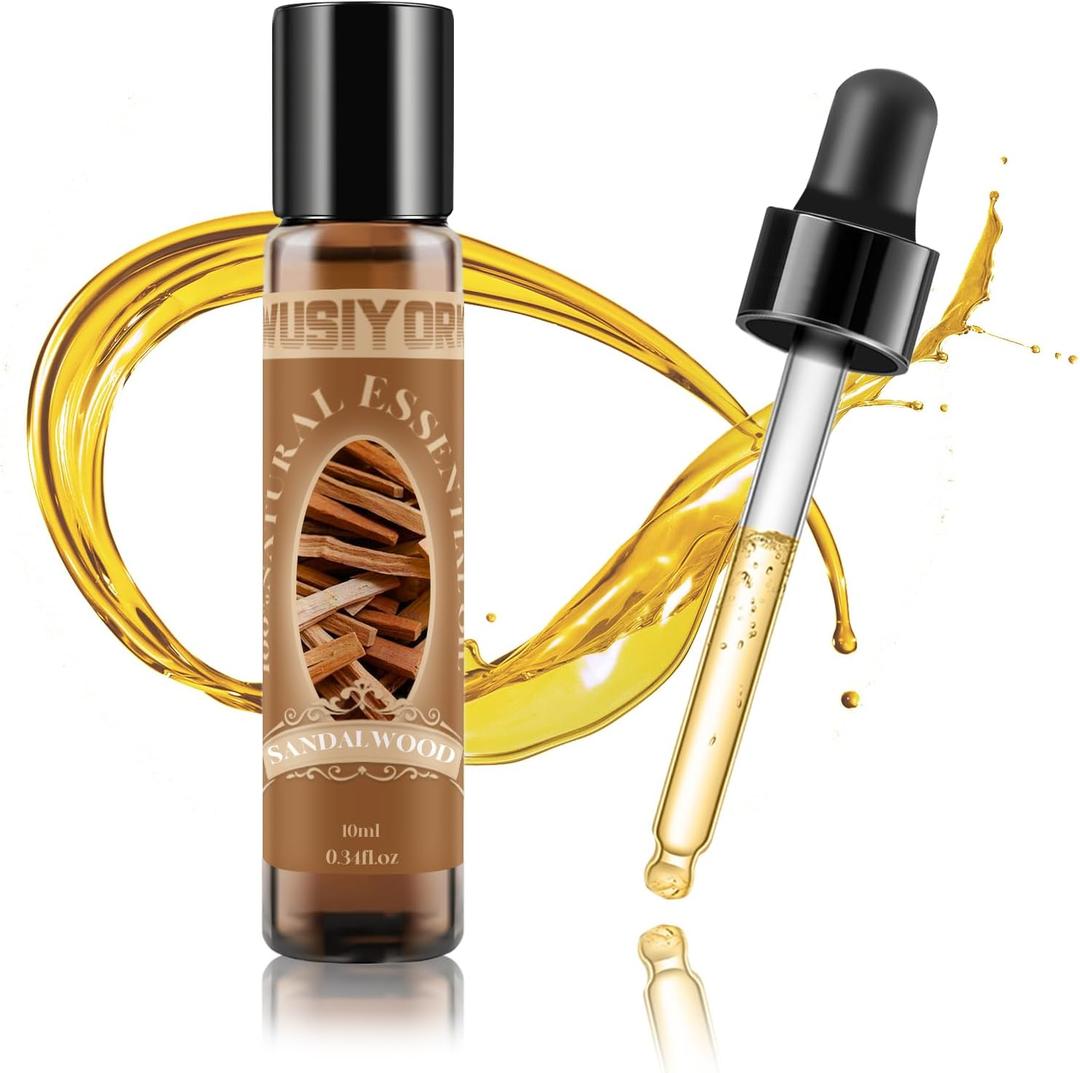 Sandalwood Essential Oil 10ML - 100% Pure and Natural Therapeutic Grade Oils for Aromatherapy Diffuser - 0.34 Fl Oz/Sandalwood